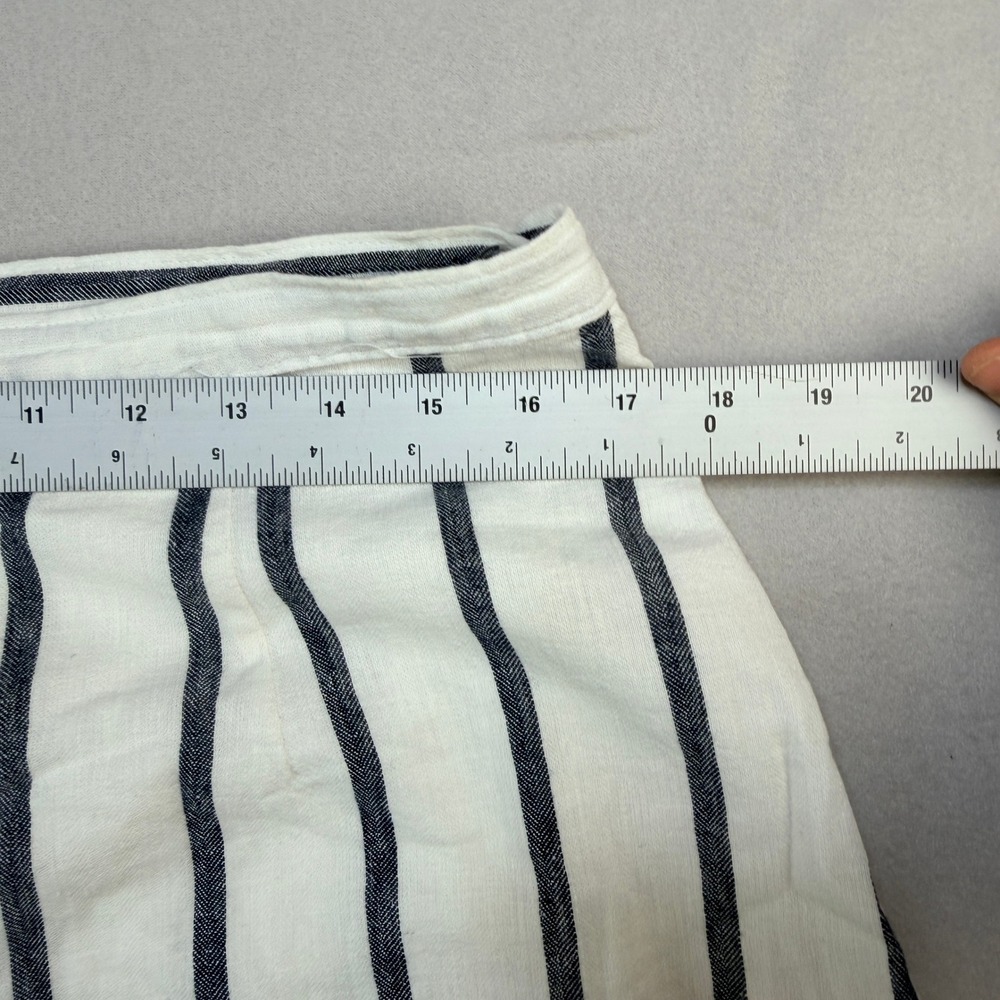 Abercrombie & Fitch Linen Blend Striped Wrap Mini Skirt white Navy Blue Large - Picture 6 of 8